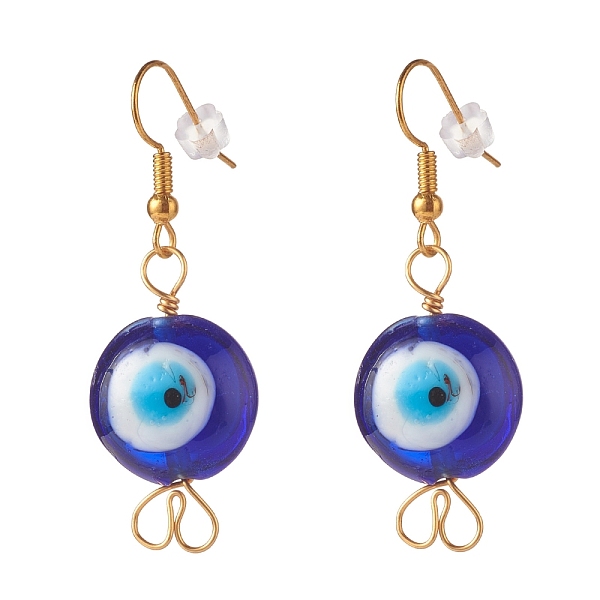 PandaHall Lampwork Evil Eye Dangle Earrings, Brass Wire Wrapped Earrings for Women, Golden, Dark Blue, 45mm, Pin: 0.6mm Lampwork Evil Eye
PandaHall Lampwork Evil Eye Dangle Earrings, Brass Wire Wrapped Earrings for Women, Golden, Dark Blue, 45mm, Pin: 0.6mm Lampwork Evil Eye