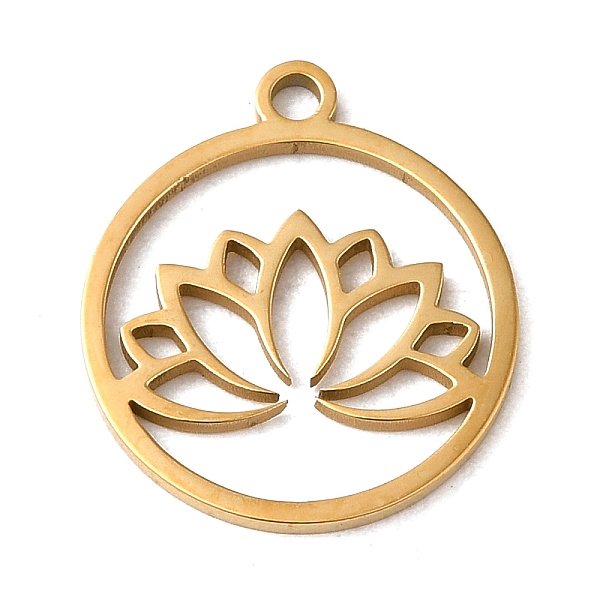 PandaHall 201 Stainless Steel Pendants, Laser Cut, Flat Round with Lotus, Golden, 17x15x1mm, Hole: 1.5mm 201 Stainless Steel Flat Round
PandaHall 201 Stainless Steel Pendants, Laser Cut, Flat Round with Lotus, Golden, 17x15x1mm, Hole: 1.5mm 201 Stainless Steel Flat Round