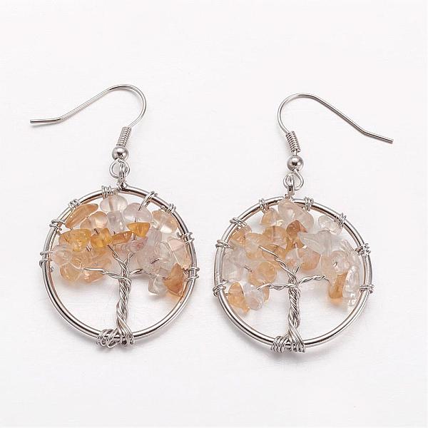 PandaHall Dangle Earrings, with Natural Citrine Beads and Brass Hooks, Ring with Tree of Life, 50mm, Pin: 0.6mm Citrine
PandaHall Dangle Earrings, with Natural Citrine Beads and Brass Hooks, Ring with Tree of Life, 50mm, Pin: 0.6mm Citrine