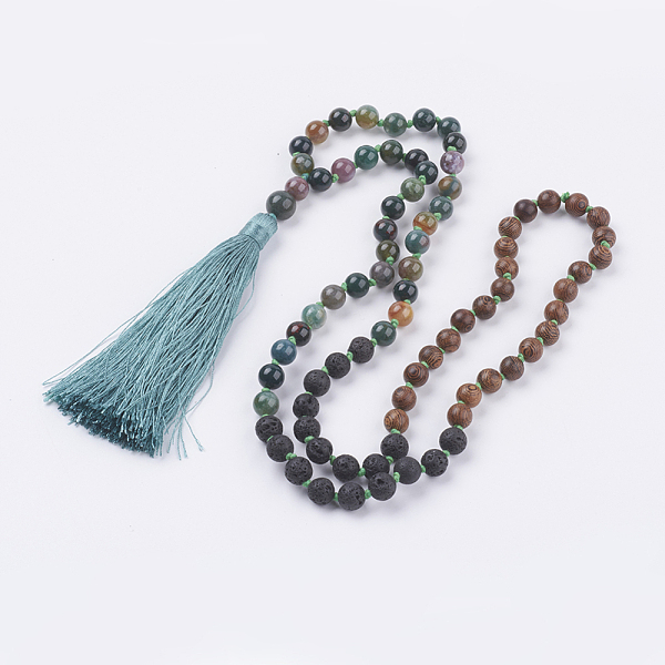 PandaHall Nylon Tassel Pendant Necklaces, with Natural Indian Agate and Lava Rock Beads, and Wood Beads, with Burlap Paking Pouches..., Green
PandaHall Nylon Tassel Pendant Necklaces, with Natural Indian Agate and Lava Rock Beads, and Wood Beads, with Burlap Paking Pouches..., Green