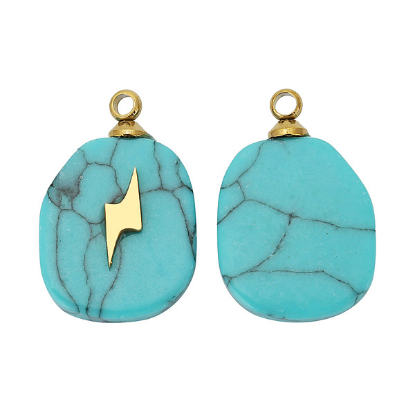PandaHall Synthetic Turquoise Pendants, Oval Charms with Golden Tone Stainless Steel Lightning Slice, 17x11mm, Hole: 1.5mm Synthetic...
PandaHall Synthetic Turquoise Pendants, Oval Charms with Golden Tone Stainless Steel Lightning Slice, 17x11mm, Hole: 1.5mm Synthetic...