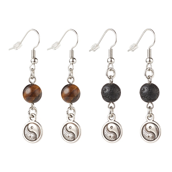 PandaHall 2Pair 2 Style Natural Lava Rock & Tiger Eye with Yin Yang Long Dangle Earrings, Brass Jewelry for Women, 49~50mm, Pin: 0.7mm, 1...
PandaHall 2Pair 2 Style Natural Lava Rock & Tiger Eye with Yin Yang Long Dangle Earrings, Brass Jewelry for Women, 49~50mm, Pin: 0.7mm, 1...
