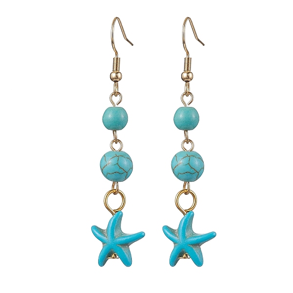 PandaHall Synthetic Turquoise Dangle Earrings, 304 Stainless Steel Jewelry for Women, Star, 61x13mm Synthetic Turquoise Star
PandaHall Synthetic Turquoise Dangle Earrings, 304 Stainless Steel Jewelry for Women, Star, 61x13mm Synthetic Turquoise Star