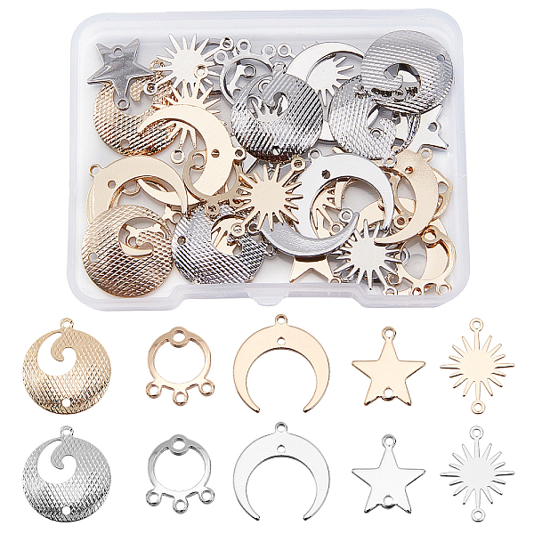 PandaHall SUPERFINDINGS 40Pcs 5 Style Brass Link Connectors, Long-Lasting Plated, Moon & Flat Round & Star & Sun, Platinum & Golden...
PandaHall SUPERFINDINGS 40Pcs 5 Style Brass Link Connectors, Long-Lasting Plated, Moon & Flat Round & Star & Sun, Platinum & Golden...