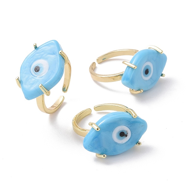 PandaHall Lampwork Oval with Evil Eye Open Cuff Ring, Real 18K Gold Plated Brass Lucky Jewelry for Women, Lead Free & Cadmium Free, Deep Sky...
PandaHall Lampwork Oval with Evil Eye Open Cuff Ring, Real 18K Gold Plated Brass Lucky Jewelry for Women, Lead Free & Cadmium Free, Deep Sky...