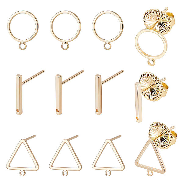 PandaHall Beebeecraft 12Pcs 3 Style 18K Gold Plated Stud Earrings with Loop Circle Rectangle Triangle Earring Posts with 12Pcs Locking...
PandaHall Beebeecraft 12Pcs 3 Style 18K Gold Plated Stud Earrings with Loop Circle Rectangle Triangle Earring Posts with 12Pcs Locking...