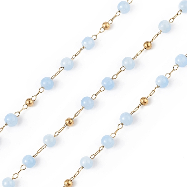 PandaHall Dyed Natural Jade Round Beaded Chain, with Golden 304 Stainless Steel Satellite Chains, Unwelded, with Spool, Sky Blue...
PandaHall Dyed Natural Jade Round Beaded Chain, with Golden 304 Stainless Steel Satellite Chains, Unwelded, with Spool, Sky Blue...