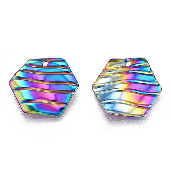 PandaHall Ion Plating(IP) 304 Stainless Steel Pendants, Hexagon Charm, Rainbow Color, 17x19x2mm, Hole: 1.2mm 304 Stainless Steel Hexagon
PandaHall Ion Plating(IP) 304 Stainless Steel Pendants, Hexagon Charm, Rainbow Color, 17x19x2mm, Hole: 1.2mm 304 Stainless Steel Hexagon