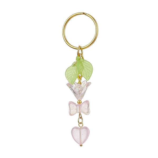 PandaHall Bowknot & Heart Glass Pendant Decorations, with Acrylic Leaf/Flower Charm amd Iron Split Key Rings, Misty Rose, 8.8cm Glass Flower
PandaHall Bowknot & Heart Glass Pendant Decorations, with Acrylic Leaf/Flower Charm amd Iron Split Key Rings, Misty Rose, 8.8cm Glass Flower