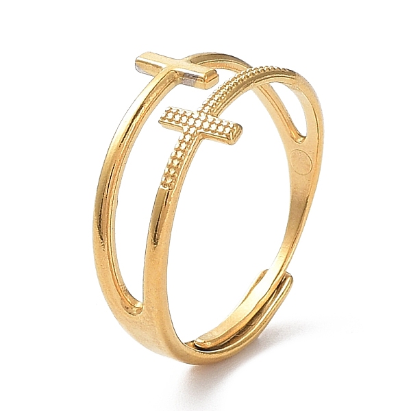PandaHall Ion Plating(IP) 304 Stainless Steel Hollow Cross Adjustable Rings, Golden, Inner Diameter: 19mm 304 Stainless Steel Cross
PandaHall Ion Plating(IP) 304 Stainless Steel Hollow Cross Adjustable Rings, Golden, Inner Diameter: 19mm 304 Stainless Steel Cross