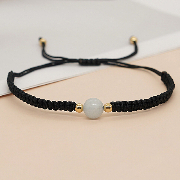 PandaHall Natural White Jade Round Braided Bead Bracelet, Black Adjustable Bracelet, Bead: 8mm White Jade
PandaHall Natural White Jade Round Braided Bead Bracelet, Black Adjustable Bracelet, Bead: 8mm White Jade