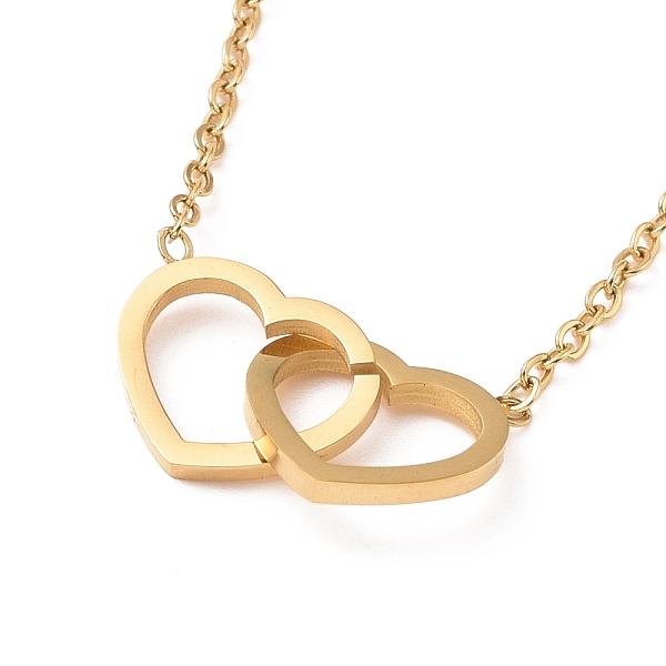 PandaHall Ion Plating(IP) 304 Stainless Steel Interlocking Heart Pendant Necklace for Women, Golden, 16.54 inch(42cm) 304 Stainless Steel
PandaHall Ion Plating(IP) 304 Stainless Steel Interlocking Heart Pendant Necklace for Women, Golden, 16.54 inch(42cm) 304 Stainless Steel