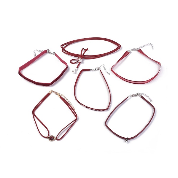 PandaHall Faux Suede & Velvet Choker Necklaces, with Cloth and Alloy Findings, Red, 12.6~46.3 inch(32.1~117.6cm), 6pcs/set Faux Suede Red
PandaHall Faux Suede & Velvet Choker Necklaces, with Cloth and Alloy Findings, Red, 12.6~46.3 inch(32.1~117.6cm), 6pcs/set Faux Suede Red
