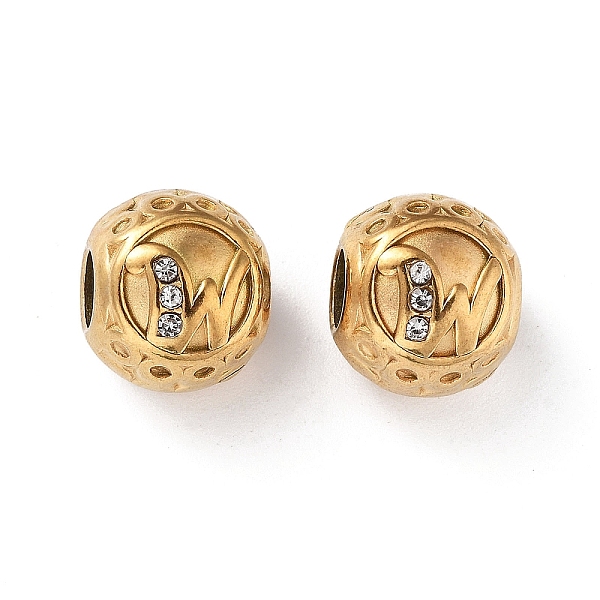 PandaHall 304 Stainless Steel Rhinestone European Beads, Round Large Hole Beads, Real 18K Gold Plated, Round with Letter, Letter W, 11x10mm..., Clear
PandaHall 304 Stainless Steel Rhinestone European Beads, Round Large Hole Beads, Real 18K Gold Plated, Round with Letter, Letter W, 11x10mm..., Clear
