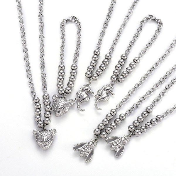 PandaHall 304 Stainless Steel Jewelry Sets, Necklaces and Bracelets, with Cable Chains and Lobster Claw Clasps, Animal, Stainless Steel...
PandaHall 304 Stainless Steel Jewelry Sets, Necklaces and Bracelets, with Cable Chains and Lobster Claw Clasps, Animal, Stainless Steel...