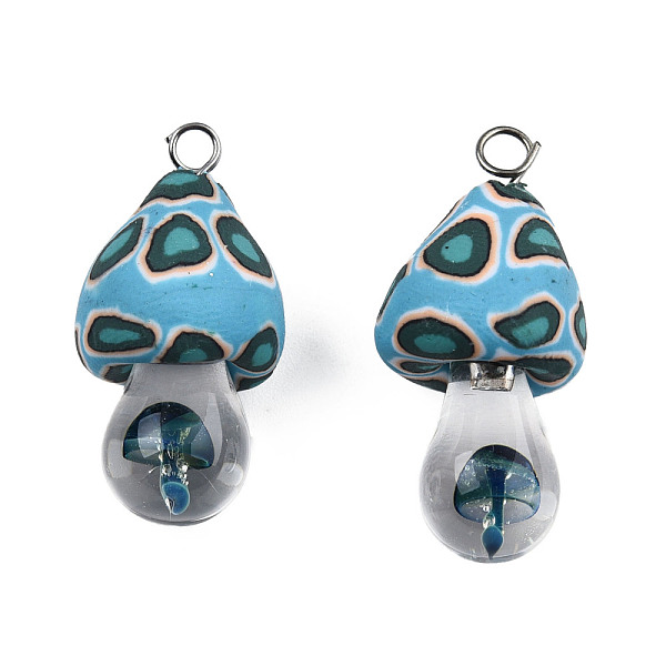 PandaHall Handmade Polymer Clay Pendants, with Lampwork and Platinum Plated Iron Loop, Mushroom, Marine Blue, 24~29x15~17x15~17mm, Hole...
PandaHall Handmade Polymer Clay Pendants, with Lampwork and Platinum Plated Iron Loop, Mushroom, Marine Blue, 24~29x15~17x15~17mm, Hole...