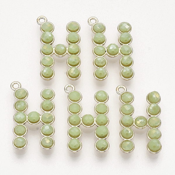 PandaHall Eco-Friendly Alloy Pendants, with Glass Beads, Letter H, Light Gold, Aquamarine, 27x16x6mm, Hole: 1.8mm Alloy+Glass Letter H Green
PandaHall Eco-Friendly Alloy Pendants, with Glass Beads, Letter H, Light Gold, Aquamarine, 27x16x6mm, Hole: 1.8mm Alloy+Glass Letter H Green
