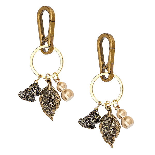 PandaHall SUPERFINDINGS 2pcs 10.8cm Tiger with Leaf and Gourd Keychain Brass Keychain with Iron Key Rings Antique Bronze Feng Shui Gourd...
PandaHall SUPERFINDINGS 2pcs 10.8cm Tiger with Leaf and Gourd Keychain Brass Keychain with Iron Key Rings Antique Bronze Feng Shui Gourd...