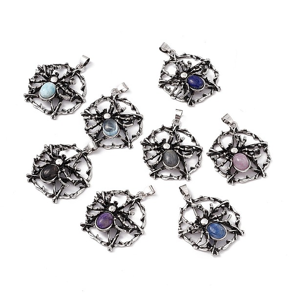PandaHall Natural Mixed Stone Pendants, Flat Round with Spider Charms, with Antique Silver Color Brass Findings, 37~38x34~35x9mm, Hole...
PandaHall Natural Mixed Stone Pendants, Flat Round with Spider Charms, with Antique Silver Color Brass Findings, 37~38x34~35x9mm, Hole...