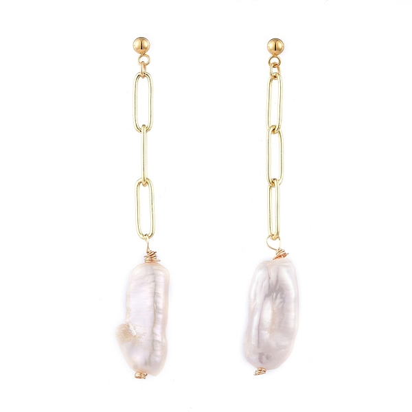 PandaHall Nuggets Natural Keshi Pearl Dangle Stud Earring, with 304 Stainless Steel Stud Earring Findings, Brass Paperclip Chains, Brass &..., Orange
PandaHall Nuggets Natural Keshi Pearl Dangle Stud Earring, with 304 Stainless Steel Stud Earring Findings, Brass Paperclip Chains, Brass &..., Orange
