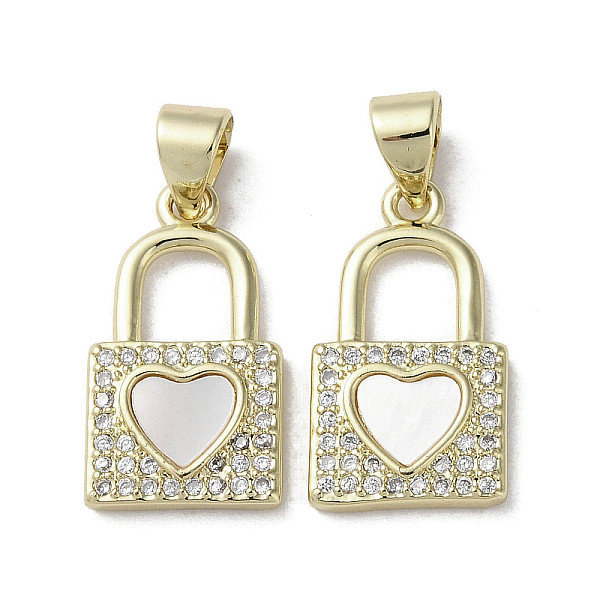 PandaHall Brass Micro Pave Cubic Zirconia Pendants, with Shell, Lock with Heart Pattern, Real 18K Gold Plated, 18x10x2mm, Hole: 3.5x4mm..., Clear
PandaHall Brass Micro Pave Cubic Zirconia Pendants, with Shell, Lock with Heart Pattern, Real 18K Gold Plated, 18x10x2mm, Hole: 3.5x4mm..., Clear