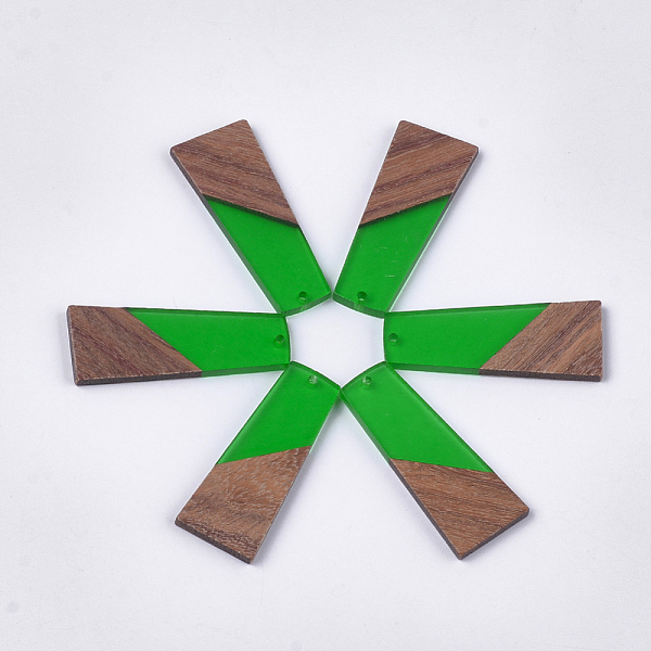 PandaHall Resin & Walnut Wood Pendants, Trapezoid, Green, 49~49.5x19~19.5x3.5mm, Hole: 2mm Resin+Wood Trapezoid Green
PandaHall Resin & Walnut Wood Pendants, Trapezoid, Green, 49~49.5x19~19.5x3.5mm, Hole: 2mm Resin+Wood Trapezoid Green