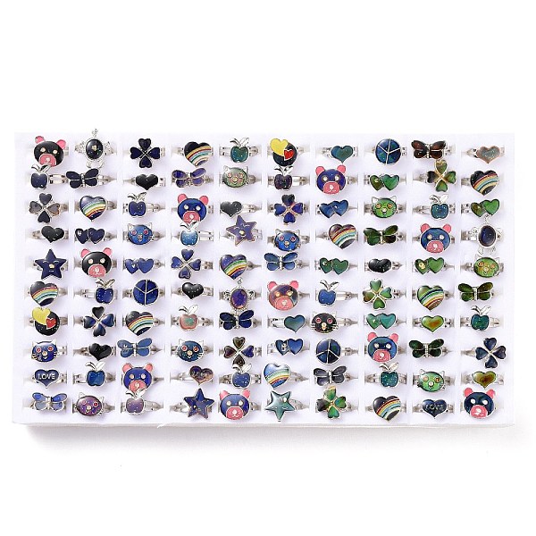 PandaHall 100Pcs Adjustable Mood Ring, Temperature Change Color Emotion Feeling Alloy Band Rings for Women, Mixed Shapes, Platinum, US Size...
PandaHall 100Pcs Adjustable Mood Ring, Temperature Change Color Emotion Feeling Alloy Band Rings for Women, Mixed Shapes, Platinum, US Size...