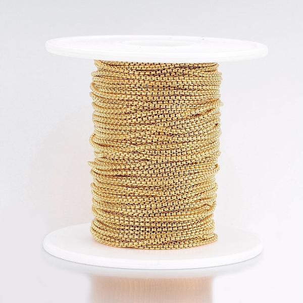 PandaHall Ion Plating(IP) 304 Stainless Steel Venetian Chains/Box Chains, Unwelded, with Spool, Golden, 1.5x1.5mm, about 65.61 Feet...
PandaHall Ion Plating(IP) 304 Stainless Steel Venetian Chains/Box Chains, Unwelded, with Spool, Golden, 1.5x1.5mm, about 65.61 Feet...