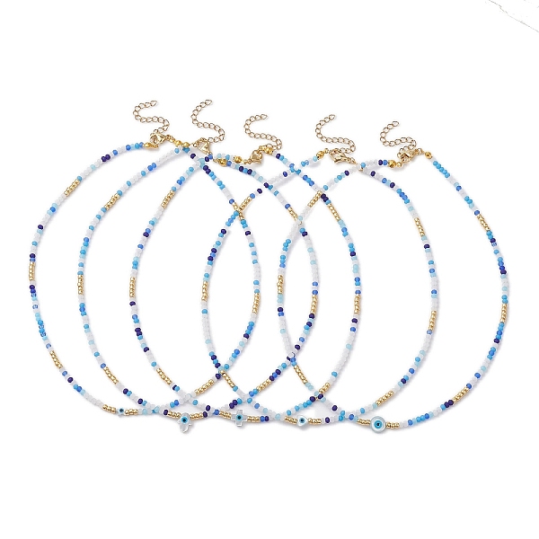 PandaHall Glass Beaded Necklaces, with Natural White Shell Mother of Pearl Shell Beads Necklaces, Evil Eye, Mixed Shapes, 16.34 inch(41.5cm)..., Blue
PandaHall Glass Beaded Necklaces, with Natural White Shell Mother of Pearl Shell Beads Necklaces, Evil Eye, Mixed Shapes, 16.34 inch(41.5cm)..., Blue