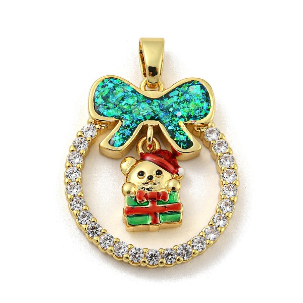 PandaHall Christmas Brass Micro Pave Cubic Zirconia Pendant, with Enamel and Synthetic Opal, Christmas Wreath, Dark Cyan, 25.5x22.5x4mm...
PandaHall Christmas Brass Micro Pave Cubic Zirconia Pendant, with Enamel and Synthetic Opal, Christmas Wreath, Dark Cyan, 25.5x22.5x4mm...
