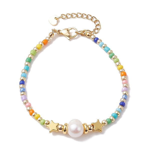 PandaHall Natural Pearl & 201 Stainless Steel Star & Seed Beaded Bracelet, Golden, 7-1/4 inch(18.5cm) Pearl Star
PandaHall Natural Pearl & 201 Stainless Steel Star & Seed Beaded Bracelet, Golden, 7-1/4 inch(18.5cm) Pearl Star
