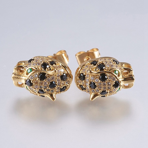 PandaHall Brass Stud Earrings, with Micro Pave Cubic Zirconia, Leopard, Golden, 15x10.5x6mm, Pin: 0.9mm Cubic Zirconia
PandaHall Brass Stud Earrings, with Micro Pave Cubic Zirconia, Leopard, Golden, 15x10.5x6mm, Pin: 0.9mm Cubic Zirconia