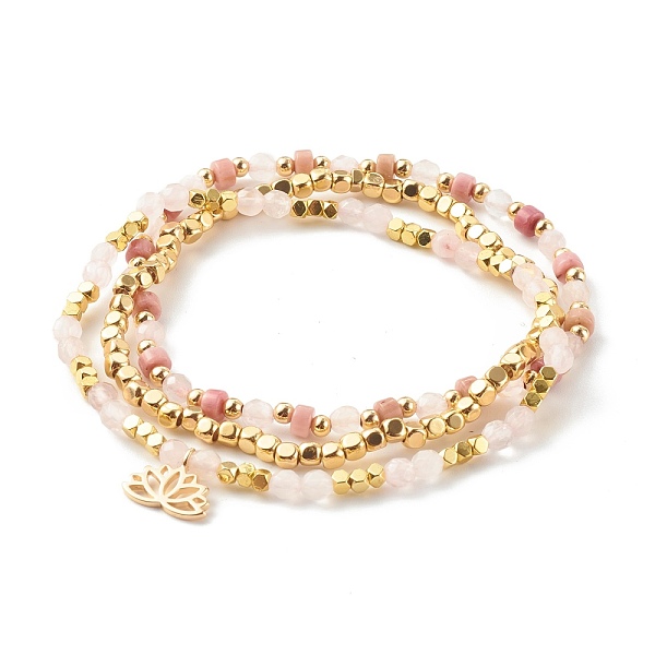 PandaHall Natural Rose Quartz & Rhodonite Beaded Stretch Bracelets Sets, with Non-magnetic Synthetic Hematite & Brass Spacer Beads, Lotus...
PandaHall Natural Rose Quartz & Rhodonite Beaded Stretch Bracelets Sets, with Non-magnetic Synthetic Hematite & Brass Spacer Beads, Lotus...