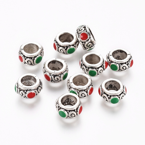 PandaHall Tibetan Style Alloy European Beads, Large Hole Beads, with Enamel, Rondelle, Antique Silver, 9x5mm, Hole: 5mm Alloy+Enamel Ring
PandaHall Tibetan Style Alloy European Beads, Large Hole Beads, with Enamel, Rondelle, Antique Silver, 9x5mm, Hole: 5mm Alloy+Enamel Ring