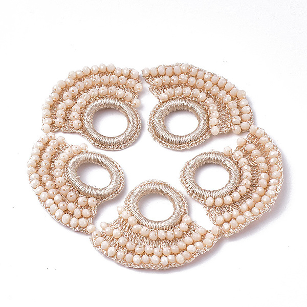 PandaHall Glass Woven Pendants, Polyester Thread Covered with CCB Plastic Findings, Faceted, Fan, PeachPuff, 46~51x54~59x5mm, Hole: 16.5mm..., Brown
PandaHall Glass Woven Pendants, Polyester Thread Covered with CCB Plastic Findings, Faceted, Fan, PeachPuff, 46~51x54~59x5mm, Hole: 16.5mm..., Brown