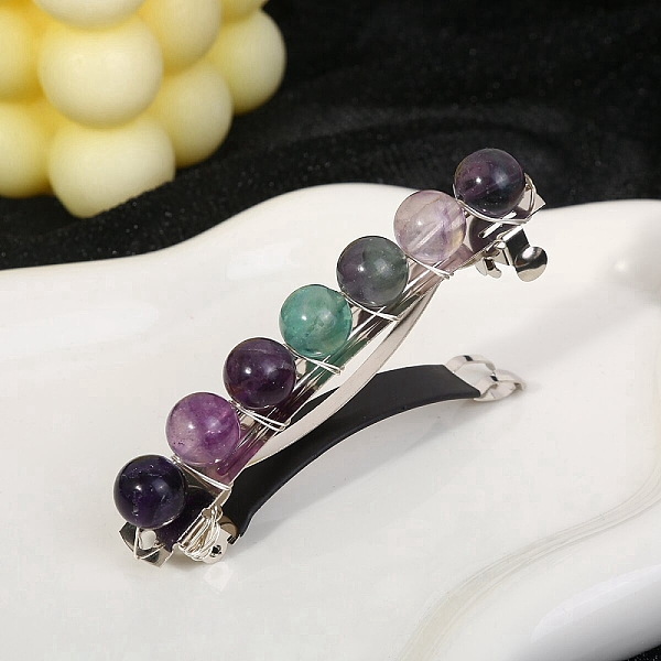 PandaHall Metal French Hair Barrettes, with Round Natural Fluorite Bead, Hair Accessories for Women Girl, 80x10x18mm Fluorite
PandaHall Metal French Hair Barrettes, with Round Natural Fluorite Bead, Hair Accessories for Women Girl, 80x10x18mm Fluorite