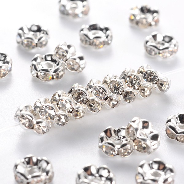PandaHall Middle East Rhinestone Spacer Beads, Clear, Brass, Silver Color Plated, Nickel Free, Size: about 6mm in diameter, 3mm thick, hole...
PandaHall Middle East Rhinestone Spacer Beads, Clear, Brass, Silver Color Plated, Nickel Free, Size: about 6mm in diameter, 3mm thick, hole...