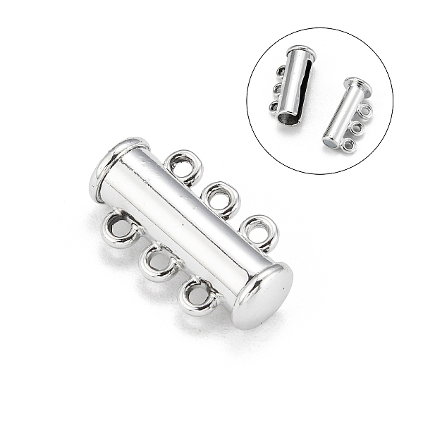 PandaHall 3-Strands Brass Magnetic Slide Lock Clasps, 6-Holes, Platinum, 20x11.5x6mm, Hole: 2.5mm Brass
PandaHall 3-Strands Brass Magnetic Slide Lock Clasps, 6-Holes, Platinum, 20x11.5x6mm, Hole: 2.5mm Brass
