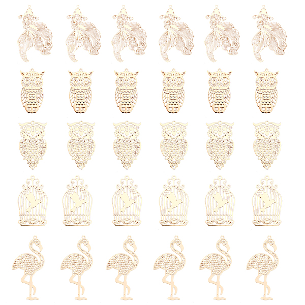 PandaHall CHGCRAFT 30Pcs 5 Style Brass Pendants, Etched Metal Embellishments, Goldfish & Birdcage & Flamingo & Owl, Light Gold...
PandaHall CHGCRAFT 30Pcs 5 Style Brass Pendants, Etched Metal Embellishments, Goldfish & Birdcage & Flamingo & Owl, Light Gold...