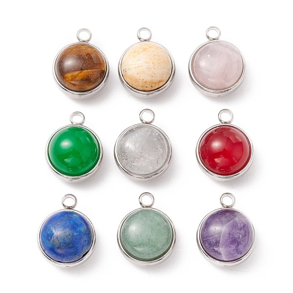 PandaHall Natural Mixed Stone Pendants, with 304 Stainless Steel Findings, Half Round, Stainless Steel Color, 18x14x10.5mm, Hole: 2.5mm...
PandaHall Natural Mixed Stone Pendants, with 304 Stainless Steel Findings, Half Round, Stainless Steel Color, 18x14x10.5mm, Hole: 2.5mm...