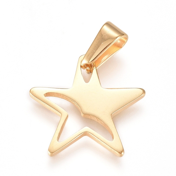 PandaHall 304 Stainless Steel Pendants, Star, Golden, 17x18x1.5mm, Hole: 8x3mm 304 Stainless Steel Star
PandaHall 304 Stainless Steel Pendants, Star, Golden, 17x18x1.5mm, Hole: 8x3mm 304 Stainless Steel Star