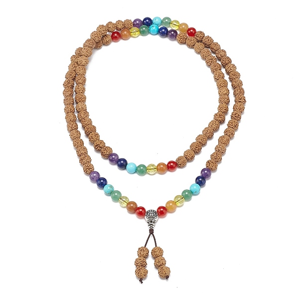 PandaHall Natural Rudraksha Beaded Buddhist Necklace, Natural Mixed Gemstone & Alloy Gourd Double Loop Wrap Necklace for Women, Sienna..., Brown
PandaHall Natural Rudraksha Beaded Buddhist Necklace, Natural Mixed Gemstone & Alloy Gourd Double Loop Wrap Necklace for Women, Sienna..., Brown