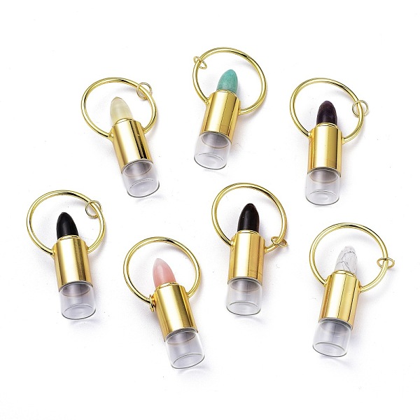 PandaHall Lipstick Shape Natural Mixed Gemstone Perfume Bottle, with Glass Roller Ball, 304 Stainless Steel Findings and Jump Rings, Golden...
PandaHall Lipstick Shape Natural Mixed Gemstone Perfume Bottle, with Glass Roller Ball, 304 Stainless Steel Findings and Jump Rings, Golden...