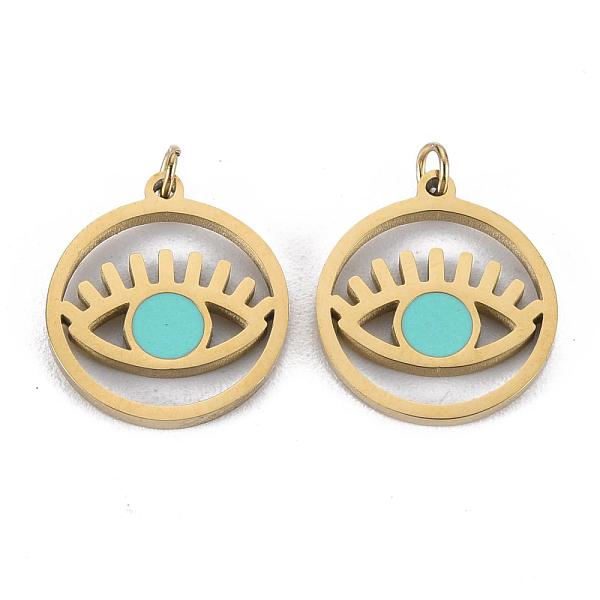 PandaHall 316 Surgical Stainless Steel Enamel Charms, with Jump Rings, Real 14K Gold Plated, Flat Round with Eye, Sky Blue, 12x12.5x1mm...
PandaHall 316 Surgical Stainless Steel Enamel Charms, with Jump Rings, Real 14K Gold Plated, Flat Round with Eye, Sky Blue, 12x12.5x1mm...