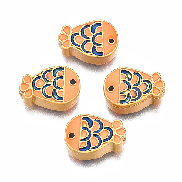 PandaHall Rack Plating Alloy Enamel Beads, Cadmium Free & Lead Free, Matte Gold Color, Fish, Light Salmon, 14x10x5mm, Hole: 0.7mm...
PandaHall Rack Plating Alloy Enamel Beads, Cadmium Free & Lead Free, Matte Gold Color, Fish, Light Salmon, 14x10x5mm, Hole: 0.7mm...
