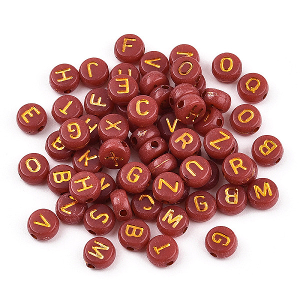 PandaHall Plating Acrylic Beads, Golden Metal Enlaced, Horizontal Hole, Flat Round with Letter, Chocolate, 6.5~7x3.5~4mm, Hole: 1.6mm, about..., Brown
PandaHall Plating Acrylic Beads, Golden Metal Enlaced, Horizontal Hole, Flat Round with Letter, Chocolate, 6.5~7x3.5~4mm, Hole: 1.6mm, about..., Brown