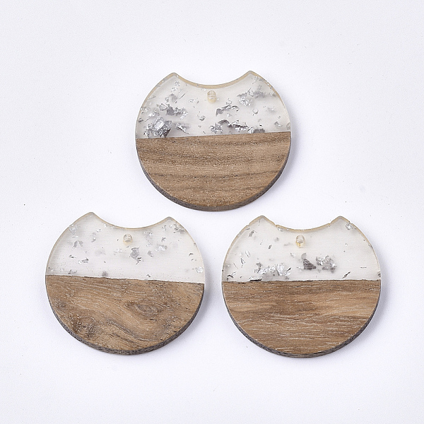 PandaHall Resin & Wood Pendants, with Silver Foil, Gap Flat Round, Silver, 33~34x37x3~4mm, Hole: 1.8~2mm Resin+Wood Flat Round Silver
PandaHall Resin & Wood Pendants, with Silver Foil, Gap Flat Round, Silver, 33~34x37x3~4mm, Hole: 1.8~2mm Resin+Wood Flat Round Silver