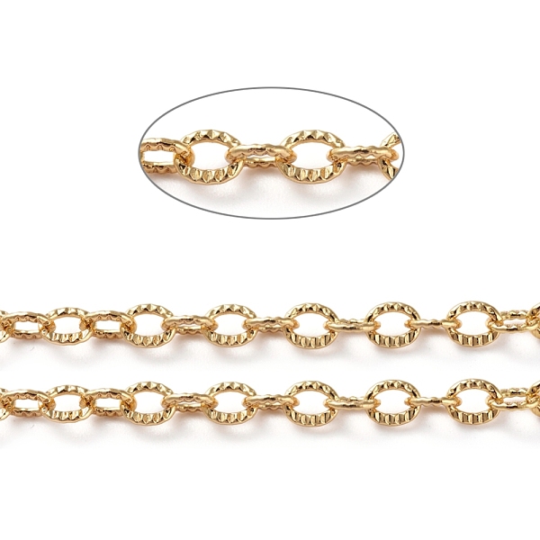 PandaHall 3.28 Feet Brass Textured Cable Chains, Soldered, Oval, Long-Lasting Plated, Real 18K Gold Plated, 2.5x3.5x0.4mm Brass
PandaHall 3.28 Feet Brass Textured Cable Chains, Soldered, Oval, Long-Lasting Plated, Real 18K Gold Plated, 2.5x3.5x0.4mm Brass