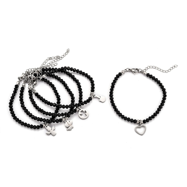 PandaHall 304 Stainless Steel Charm Bracelets, with Rondelle Glass Beads, Faceted, Mixed Shapes, Black, Stainless Steel Color, 6-7/8 inch...
PandaHall 304 Stainless Steel Charm Bracelets, with Rondelle Glass Beads, Faceted, Mixed Shapes, Black, Stainless Steel Color, 6-7/8 inch...