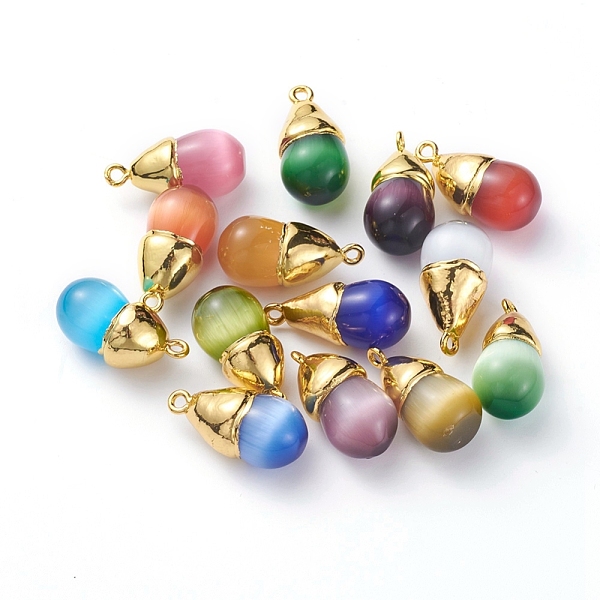 PandaHall Cat Eye Pendants, with Golden Plated Brass Findings, Teardrop, Mixed Color, 23.5x11.5mm, Hole: 1.7mm Brass+Cat Eye Teardrop..., Multicolor
PandaHall Cat Eye Pendants, with Golden Plated Brass Findings, Teardrop, Mixed Color, 23.5x11.5mm, Hole: 1.7mm Brass+Cat Eye Teardrop..., Multicolor